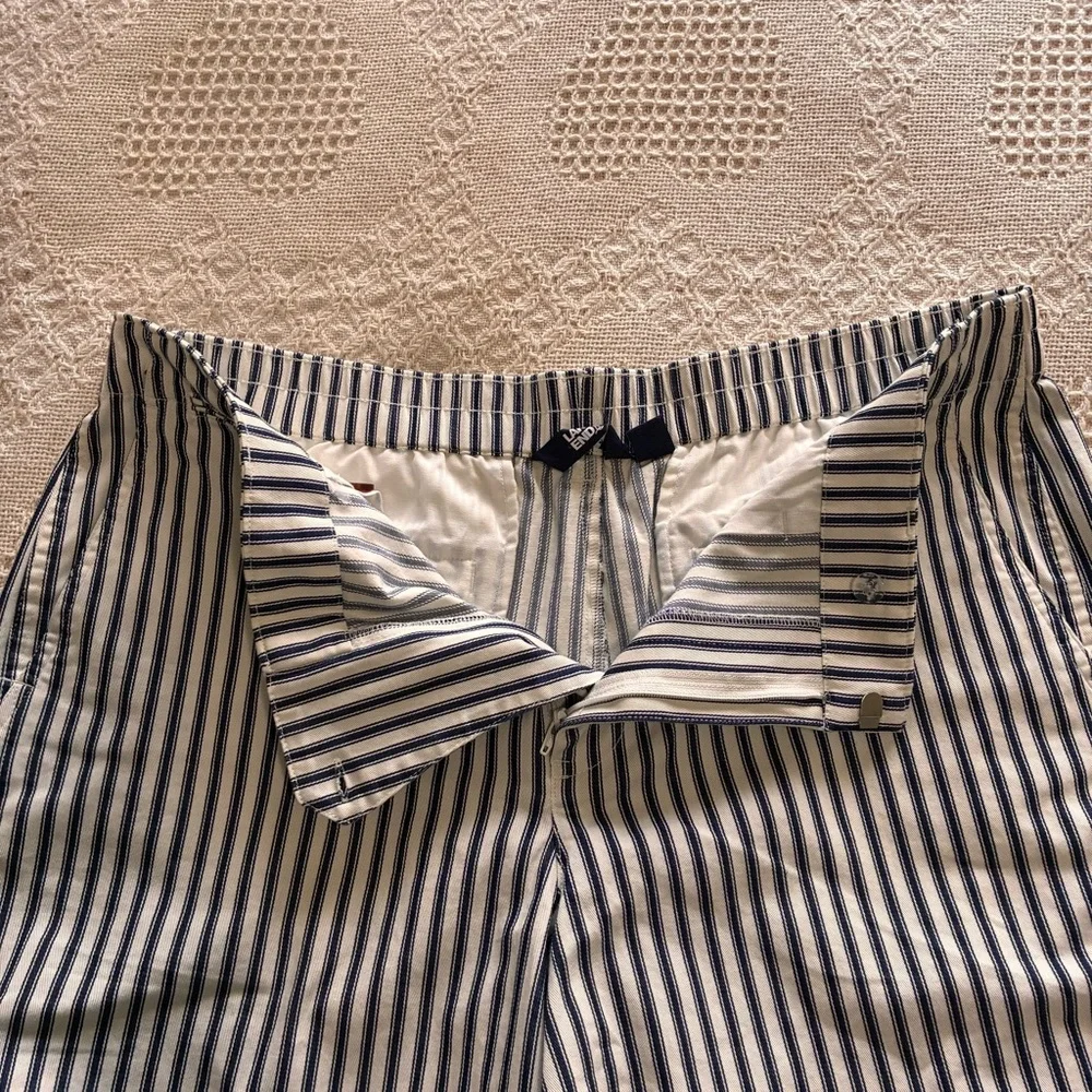 Lands’ End Shorts Blue & White Ticking Striped Bermuda Women’s Sz 14P